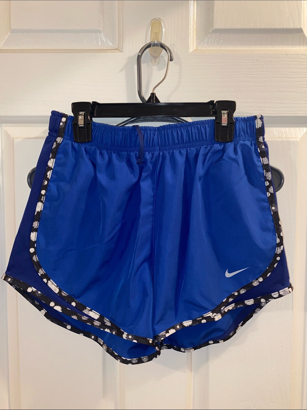 Nike Royal Blue Women's Athletic Shorts with Daisy-Print Trim